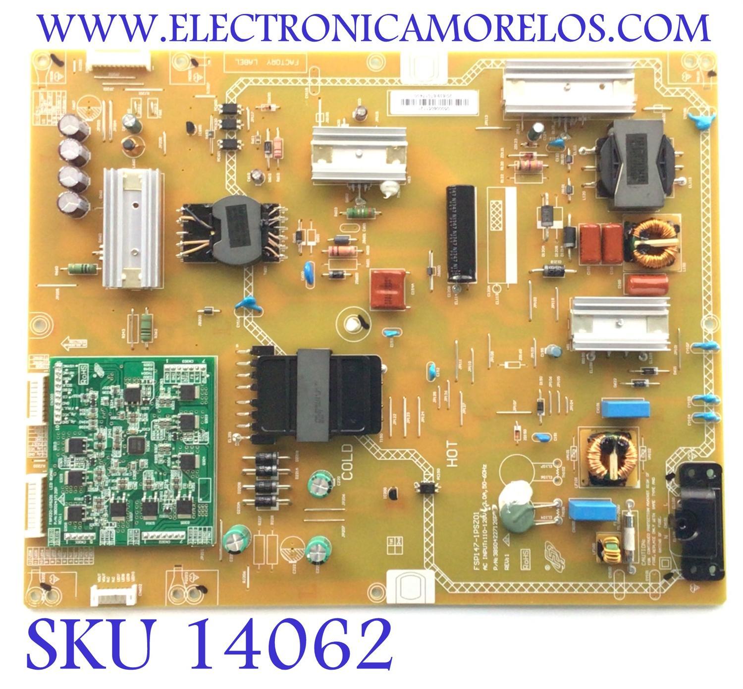 FUENTE DE PODER PARA TV SUNBRITETV HDR 4K UHD / NUMERO DE PARTE 0500-0605-1121 / 050006051121 / FSP147-1PSZ01 / 3BS0422712GP / MODELO SB-V-55-4KHDR